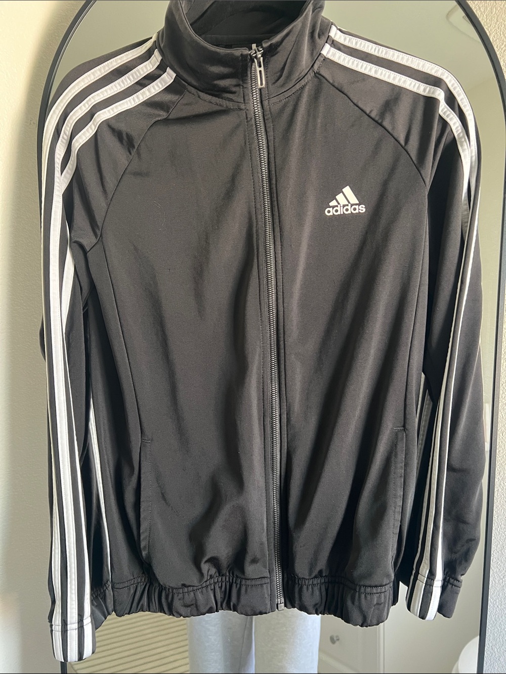 adidas Black Jacket with White Three-Stripe Detail